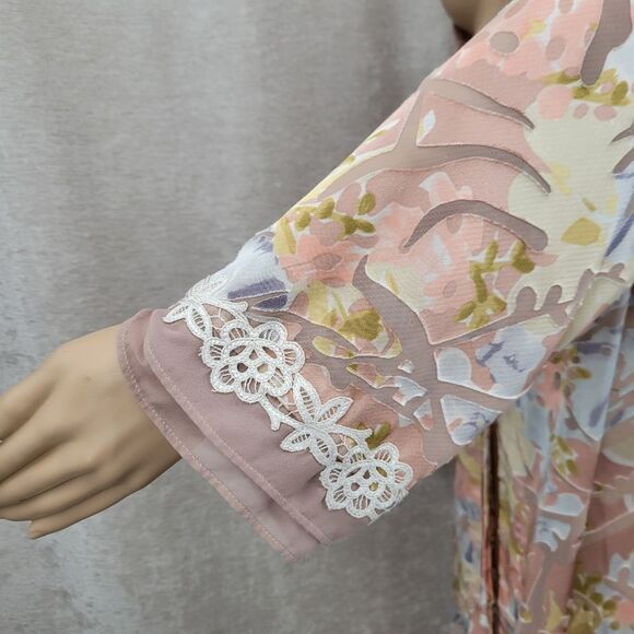 Upcycled Tie Front Burnout Duster Longline Long Sleeves - Picture 8 of 14